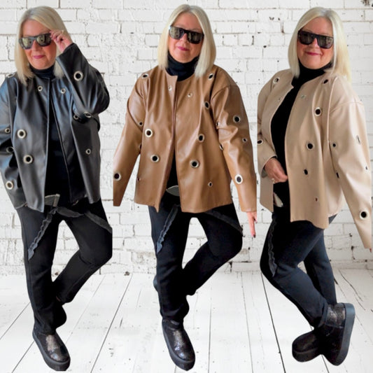 Kunstlederjacke "EYELETS" mit Ösen