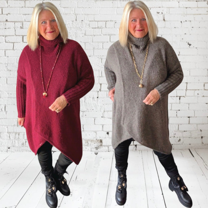 Long Pullover | Strickkleid "KNIT" mit Rollkragen