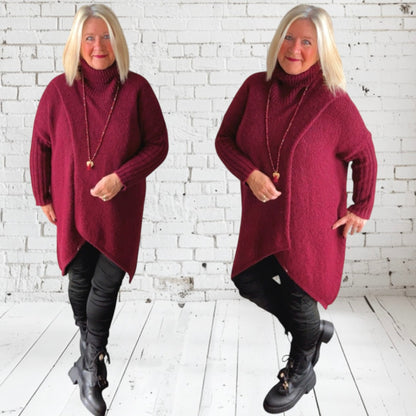 Long Pullover | Strickkleid "KNIT" mit Rollkragen