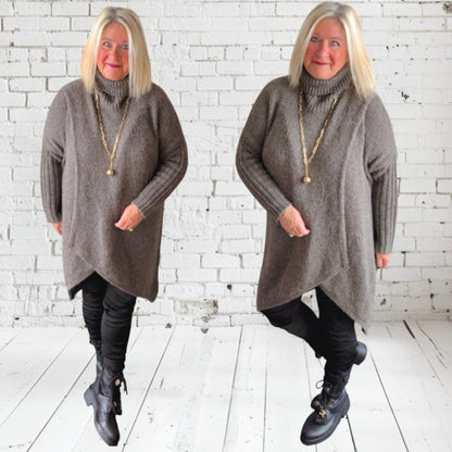 Long Pullover | Strickkleid "KNIT" mit Rollkragen