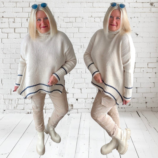 Mockneck Pullover "CURVED LINE"