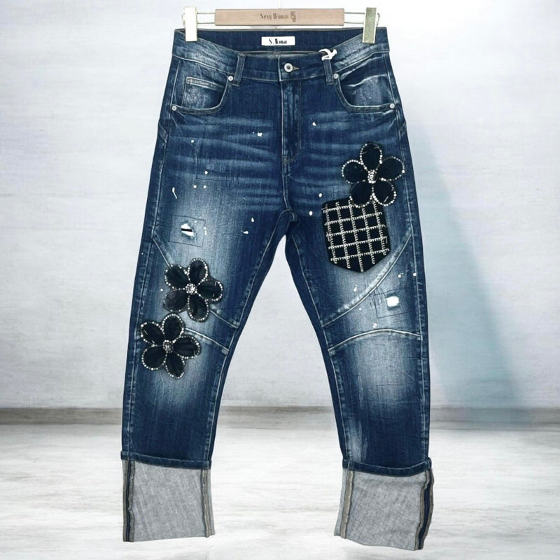 SEXY WOMAN Jeans "BLACK BLOSSOM"