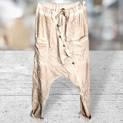 Baggy Hose "BUTTONS" in Velour-Optik