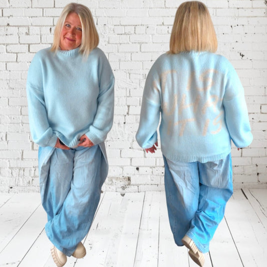 Pullover "IT IS WHAT IT IS", hellblau