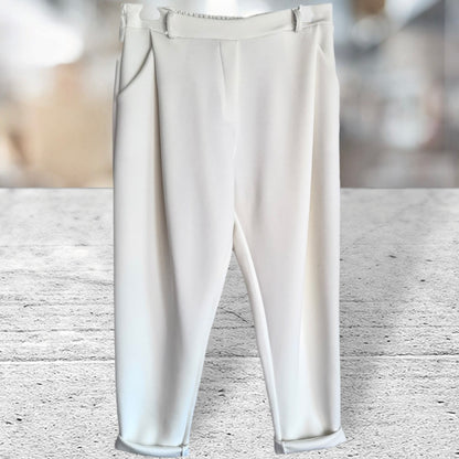 Viskose Baggy "PLEATS" mit Bundfalten, offwhite