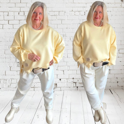 Viskose Baggy "PLEATS" mit Bundfalten, offwhite