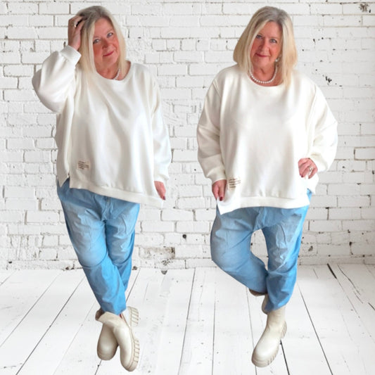 Viskose Sweatshirt "PERFECT", weiß