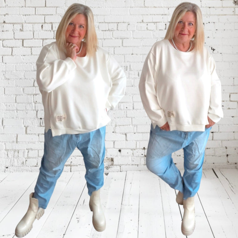 Viskose Sweatshirt "PERFECT", weiß