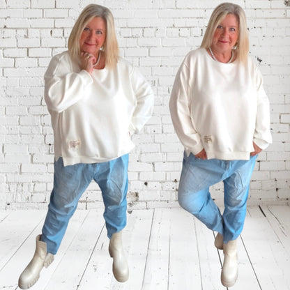 Viskose Sweatshirt "PERFECT", weiß