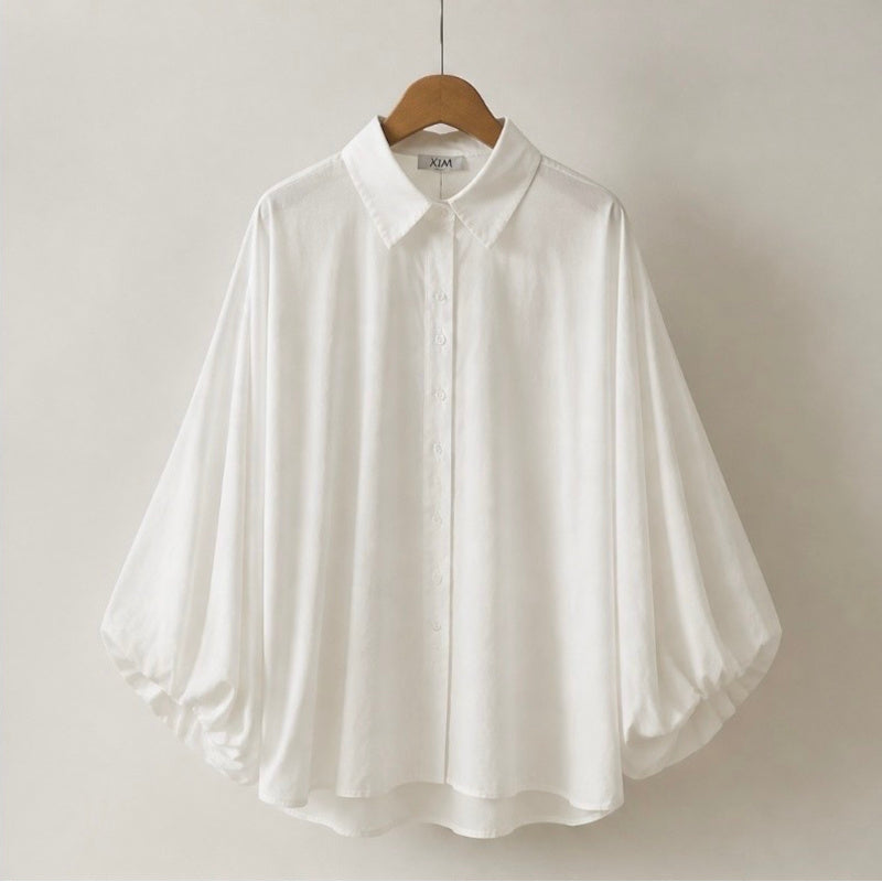 Popeline Bluse "VALLO BALLOON", weiß