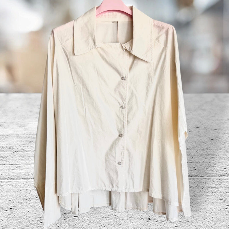 Bluse "MODY" mit versetzter Knopfleiste, creme