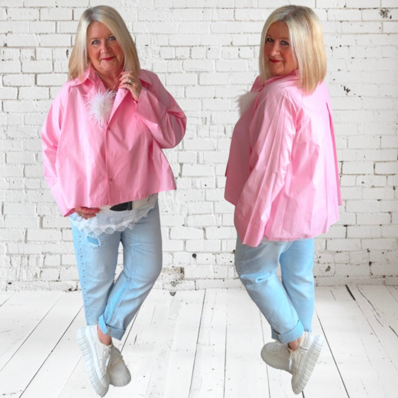 Bluse "MODY" mit versetzter Knopfleiste, rosa