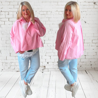 Bluse "MODY" mit versetzter Knopfleiste, rosa
