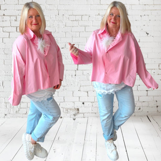 Bluse "MODY" mit versetzter Knopfleiste, rosa