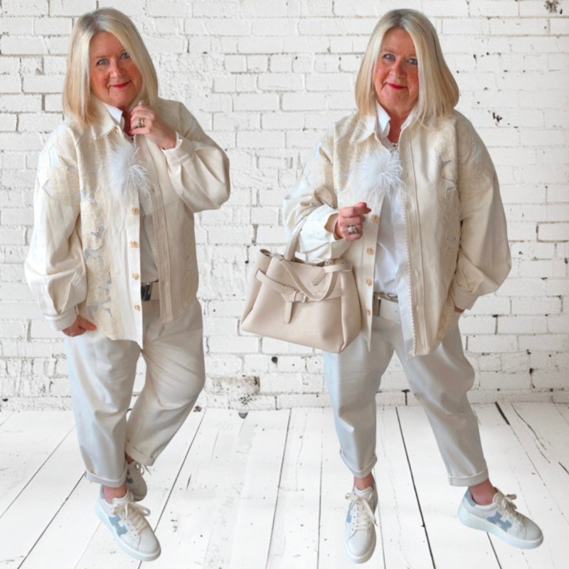 Jeansjacke "SABBIA BLOSSOM", sand