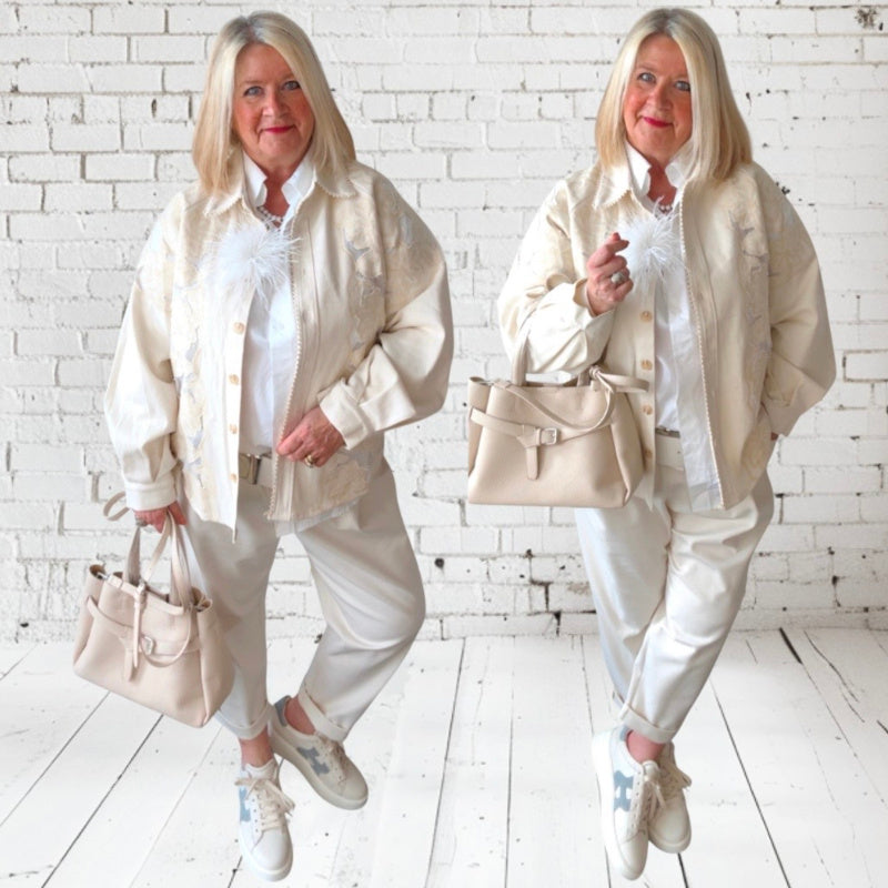 Jeansjacke "SABBIA BLOSSOM", sand