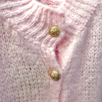 Strickjacke "COZY" mit Goldknöpfen, rosa