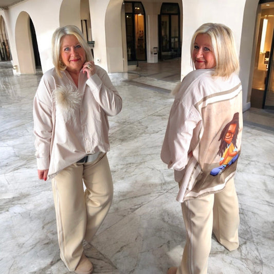 ESVIVID gestreifte Bluse "NAMASTE", beige