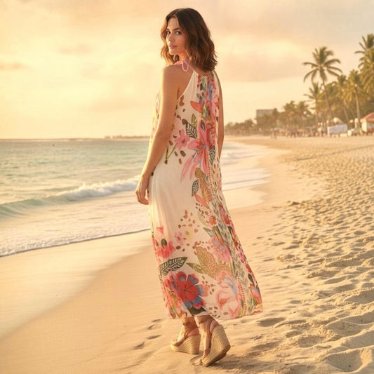 MISSY Maxi Kleid "BLOOMING PARADISE", creme/pink