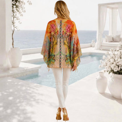 MISSY Poncho Shirt "TROPICAL", orange/multi