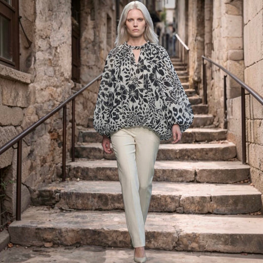MISSY Blusen Shirt "NOIR BLOSSOM", s/w