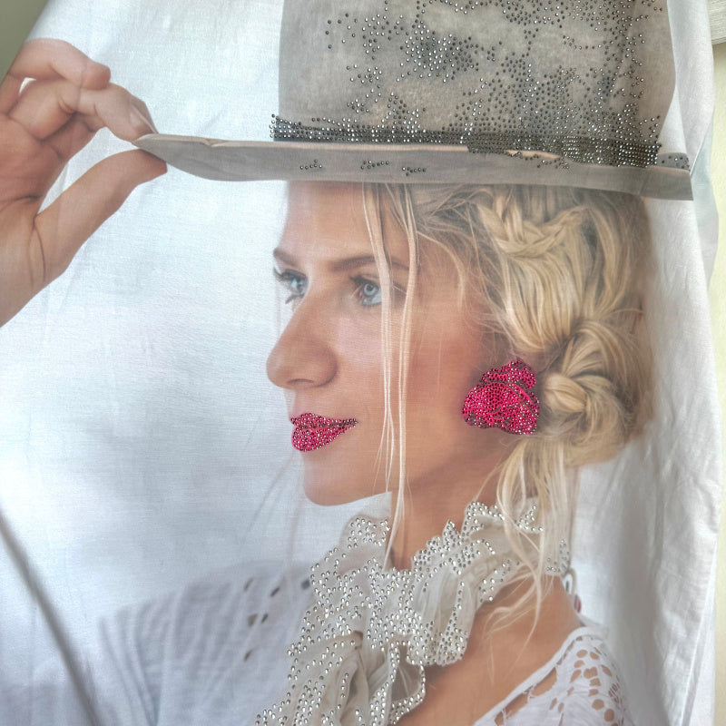Maxikleid "WOMAN LOVE", hellgrau-rot