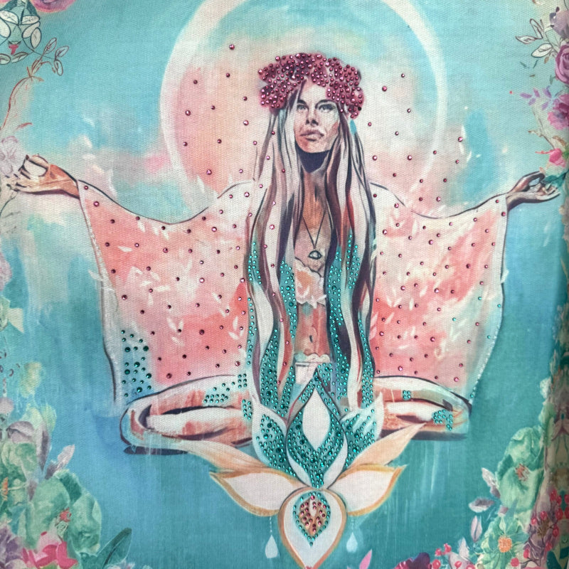 Gypsy Tunika Shirt "NAMASTE", türkis/rosa