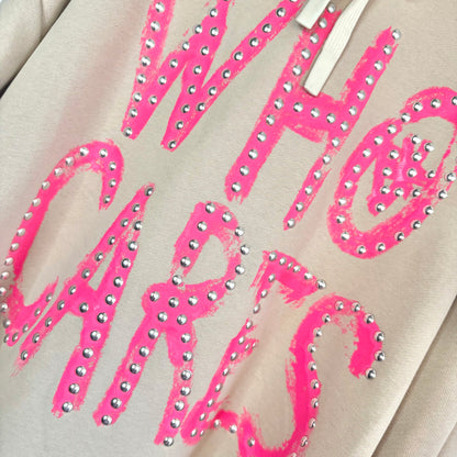 Hoodie "WHO CARES", beige