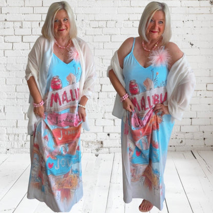 Maxikleid "MALIBU", hellblau-multi