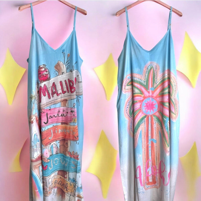 Maxikleid "MALIBU", hellblau-multi
