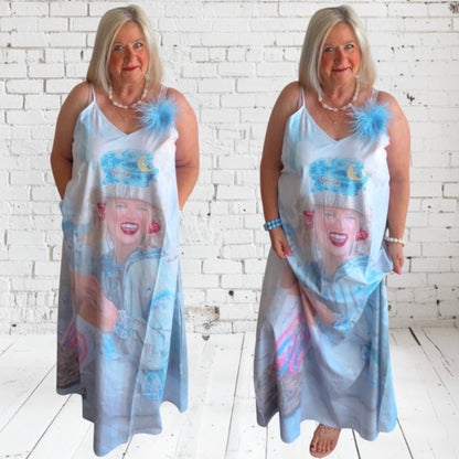 Maxikleid "HAPPY WOMAN", hellblau