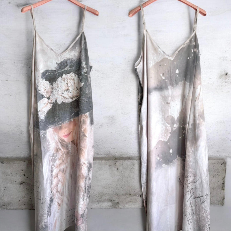 Maxikleid "ROSE", beige-grau