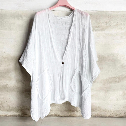Poncho Bluse "KIOKO", weiß