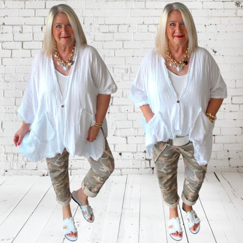 Poncho Bluse "KIOKO", weiß