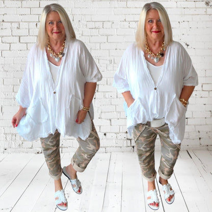 Poncho Bluse "KIOKO", weiß