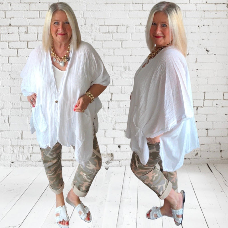 Poncho Bluse "KIOKO", weiß