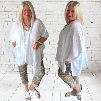 Poncho Bluse "KIOKO", weiß