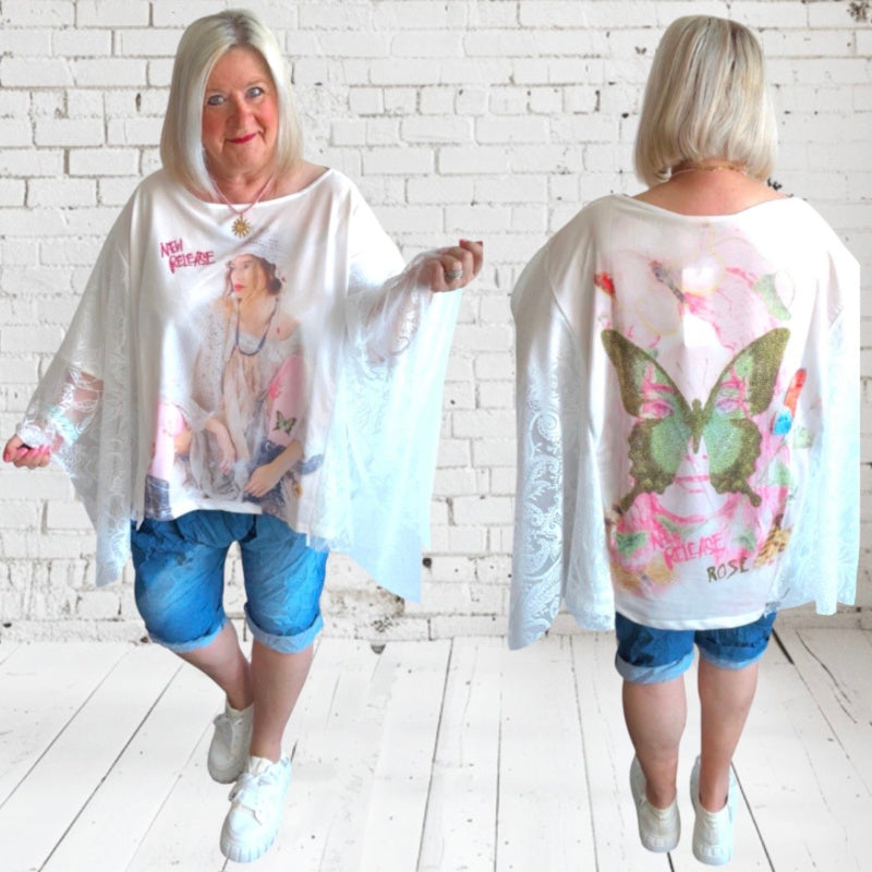 Gypsy Tunika Shirt "RELEASE", creme/pastell