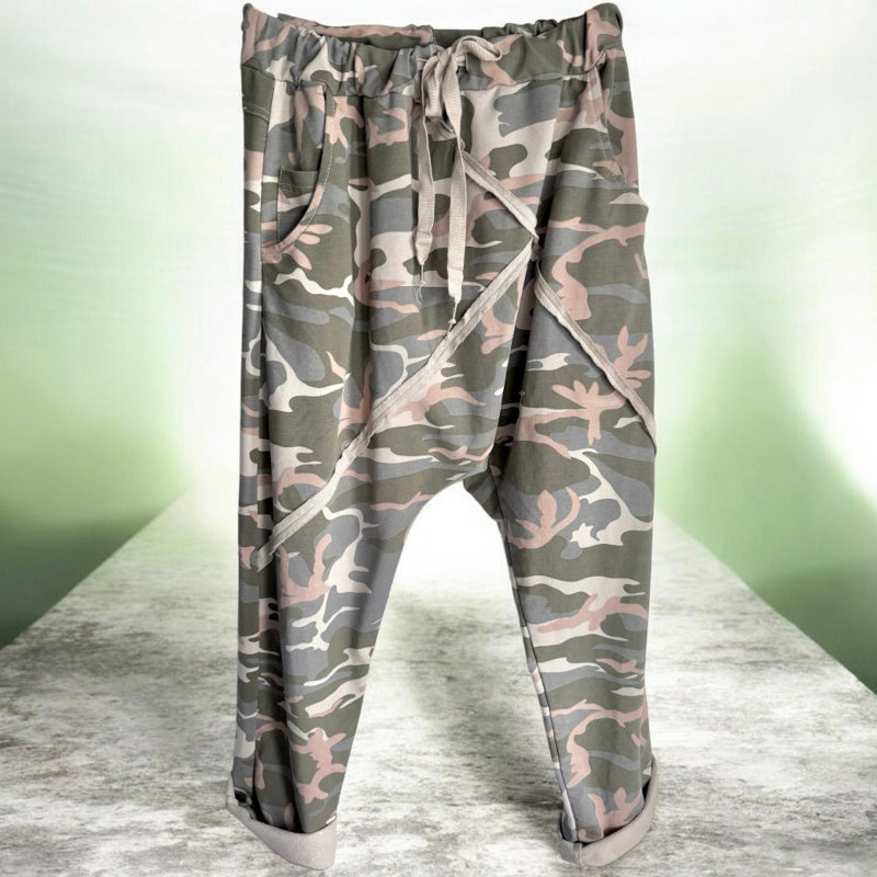 Sweat Baggy Hose "CAMOUFLAGE", khaki/beige