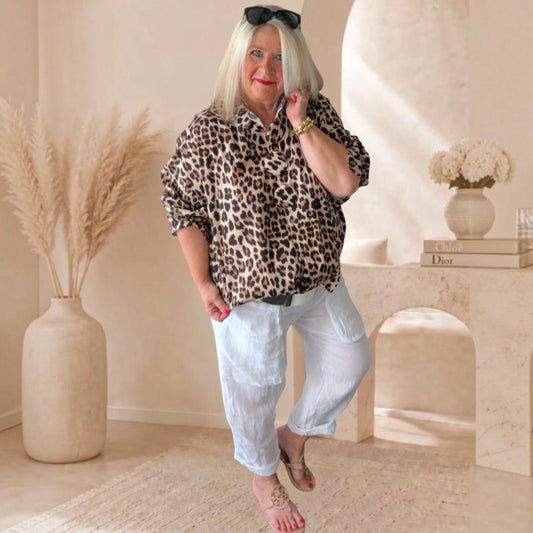 Bluse "LEO" 🐆 mit 3 großen Leo-Knöpfen