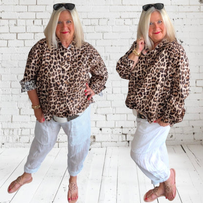 Bluse "LEO" 🐆 mit 3 großen Leo-Knöpfen