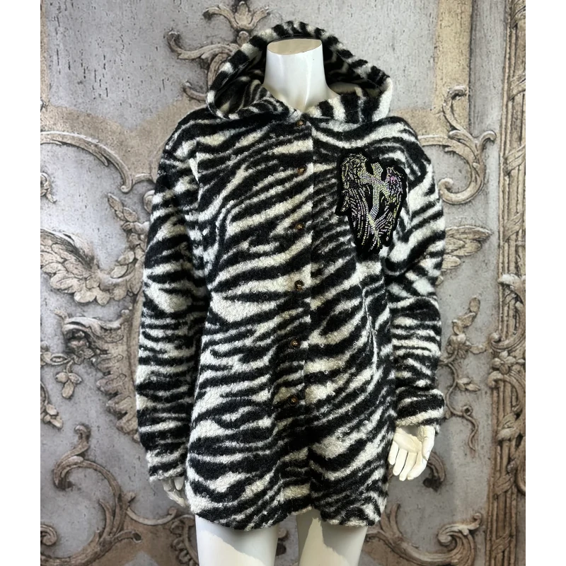 ROSE Teddy Jacke "ANGEL" mit Kapuze und Strass