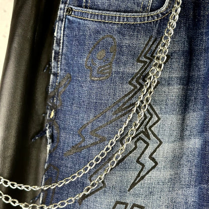 ROSE Jeans "SKULL" mit Strass und Ketten
