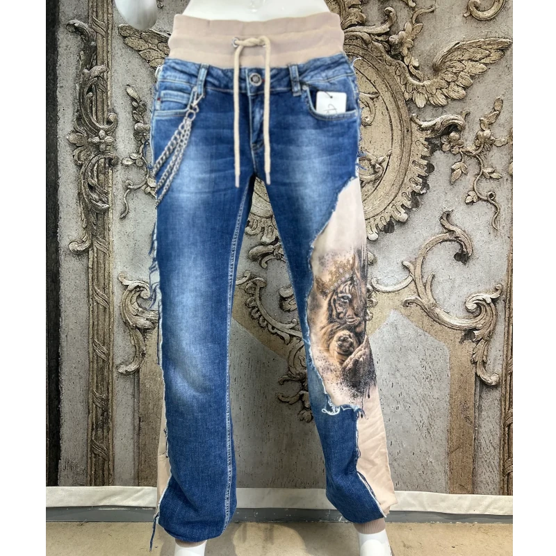 ROSE Jeans "TIGER KING" mit Strass und Ketten