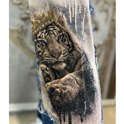 ROSE Jeans "TIGER KING" mit Strass und Ketten