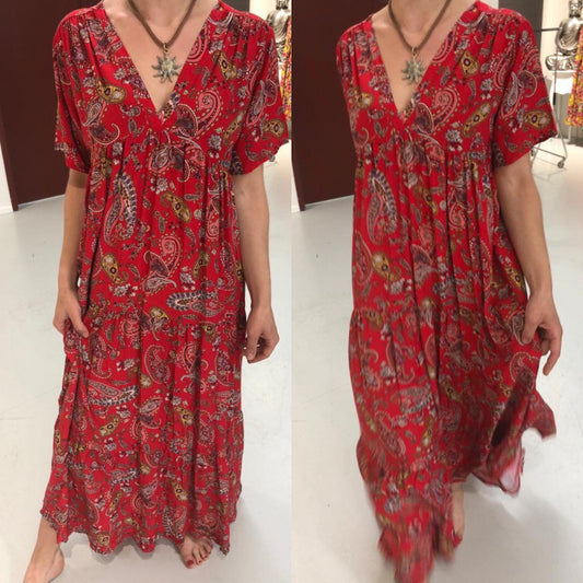 Kleid Alina Paisley Rot
