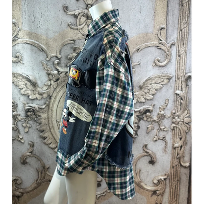ROSE Flanell/Denim Hemd/Jacke "MOUSE", kariert mit Pailetten
