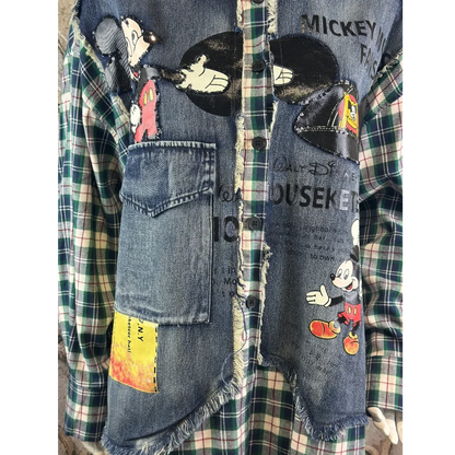 ROSE Flanell/Denim Hemd/Jacke "MOUSE", kariert mit Pailetten