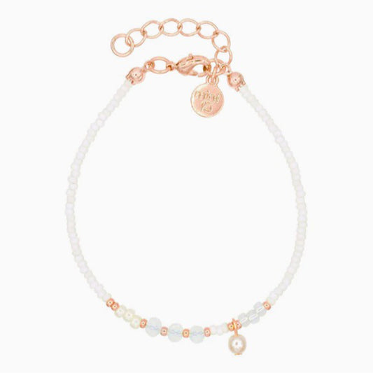 Minimalistic Bracelet White Pearl Rotgold