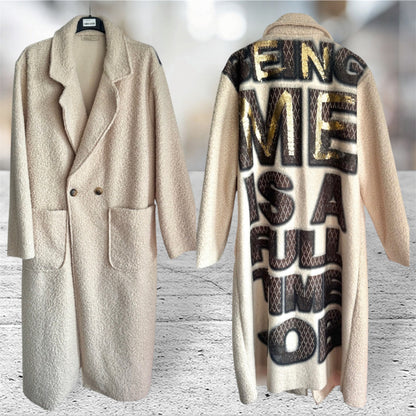 Bouclé Mantel "FULLTIME JOB", beige